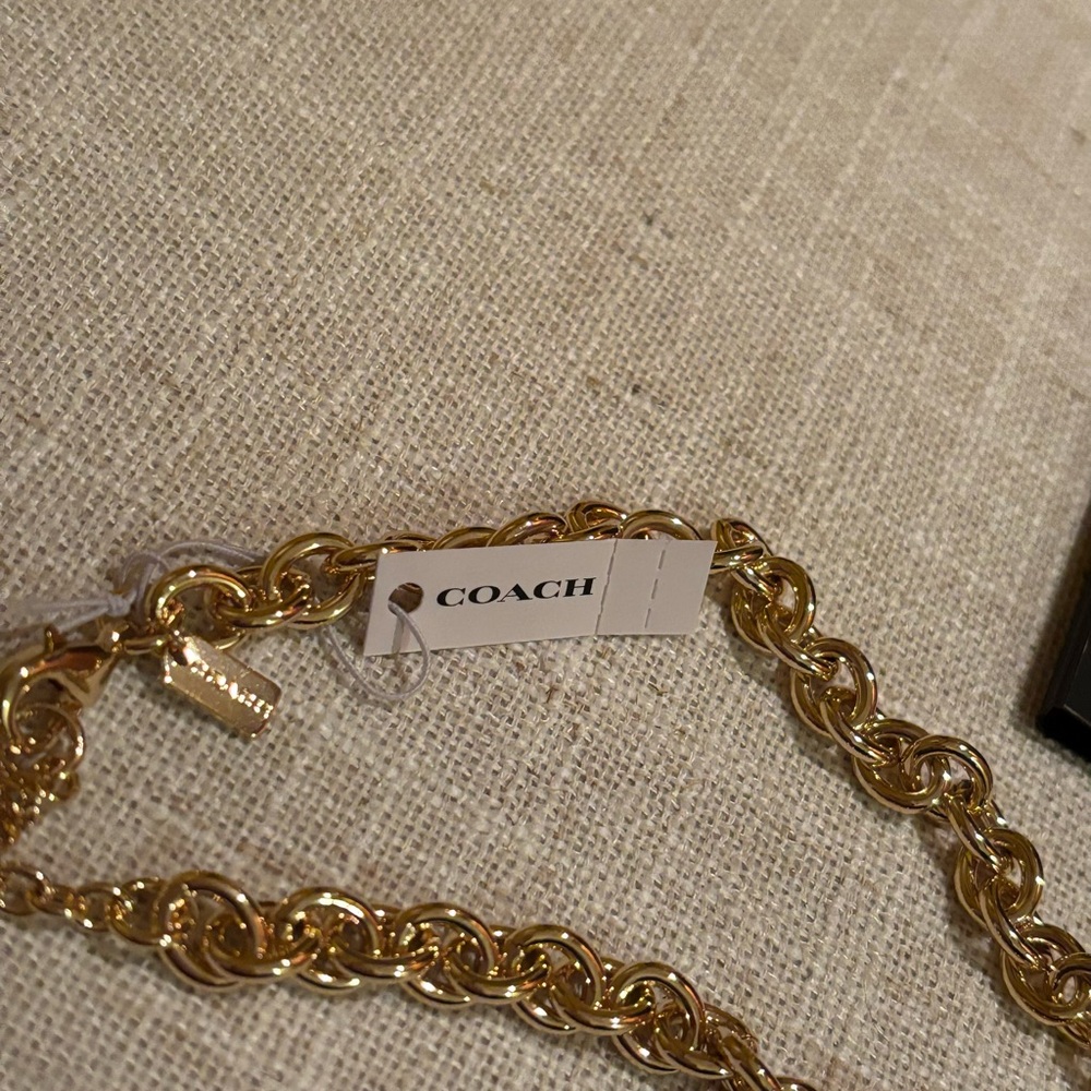 Coach Gold tone Chain Necklace with Padlock Pendant , Coach gold tone earrings. - Picture 4 of 12